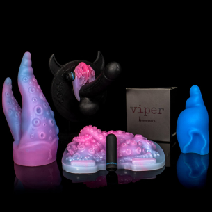 Kit de sex toys com dildo Scylla, vibrador Bullet Viper, Sense Shell, anel peniano vibrador Octo e grinder Sirena.